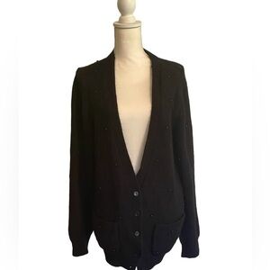 Joe’s Angora Wool Blend Beaded Black Cardigan Size Medium